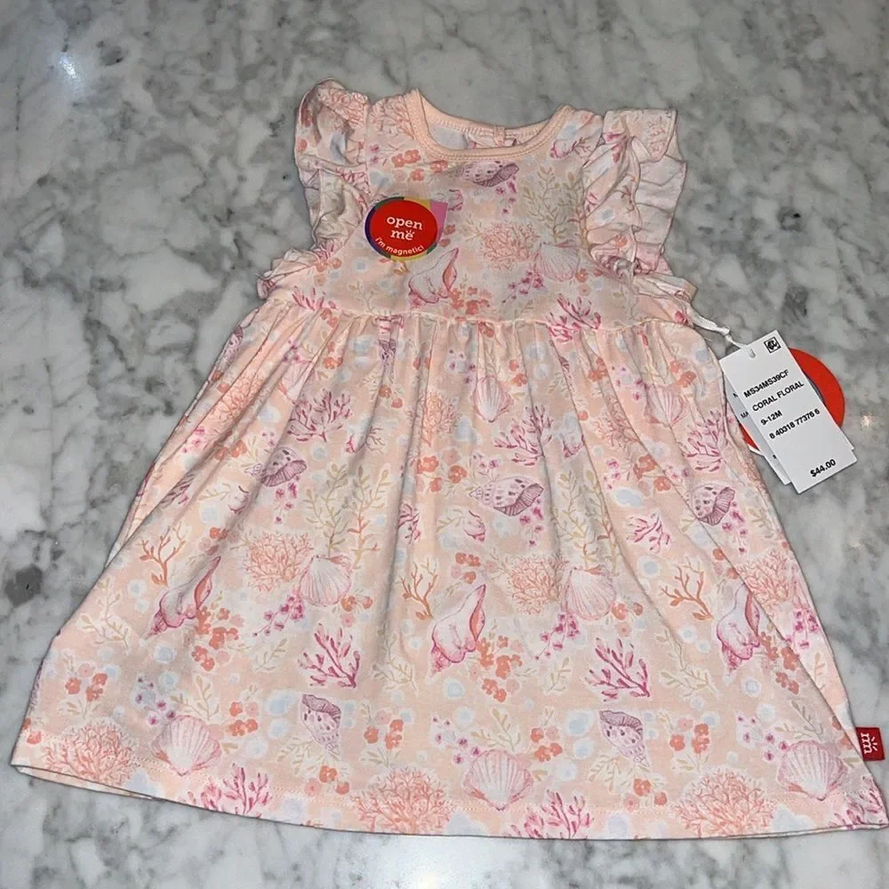 NWT MAGNETIC ME CORAL FLORAL PRINTED DRESS 2 PIECE